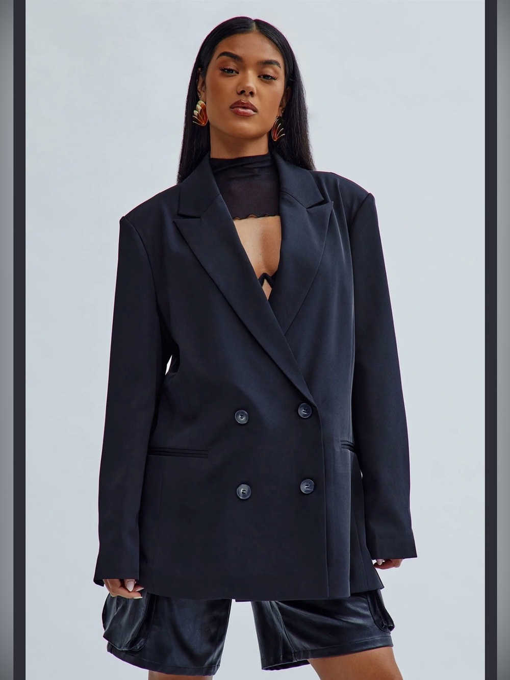 Fashionnova Structured but Relaxed Double Breasted Blazer - Size Large